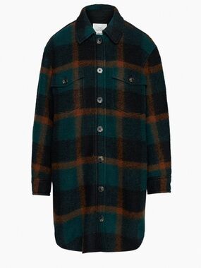 Aritzia Wilfred Free Ganna Wool Shirt Jacket Plaid Size S